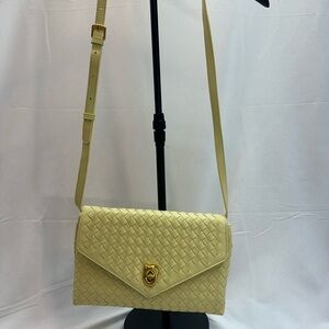 Anthropologie Yellow Woven Crossbody Clutch Bag NWTS